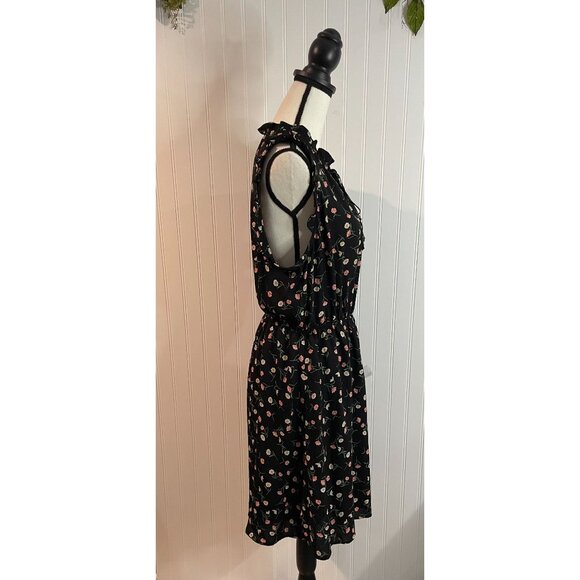 Lucky Brand Black Floral Print Ruffled Sleeveless Dress XL - Picture 2 of 12